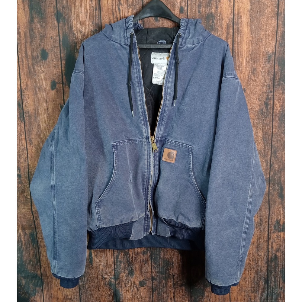 Carhartt Mens XL Blue Quilted Lined Duck Canvas Active Jacket J131 NVY